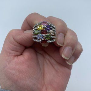 Silver ring with stones